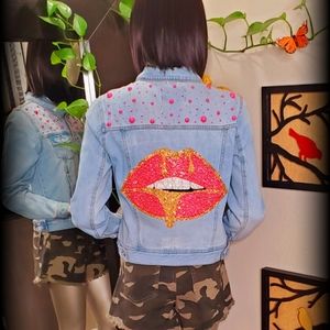 jacket customized with crystal beads